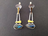 Labradorite gemstone earrings and ring SET Silver 925