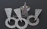 SET Silver 925 earrings ring pendant bracelet Ethnic Geometric