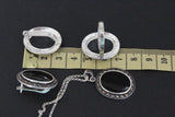 Jewelry Set Earrings ring pendant bracelet Natural black onyx SILVER 925