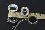 Jewelry Set Earrings ring pendant bracelet Natural black onyx SILVER 925