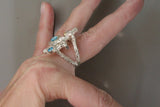 Ring Blue zircon jewelry Sterling SILVER 925 with gold plated details