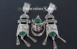 Extra long Earrings Silver 925 natural jade