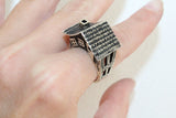 House hooked earrings ring and pendant Sterling silver 925