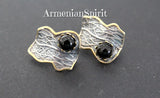 Set ring and earrings black onyx SILVER 925 gold plated