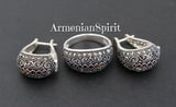 Earrings Sterling silver 925 with marcasites and orange zircon stones