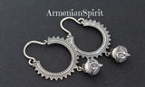 Earrings SILVER 925 long dangle with white pearl Ethnic jewelry