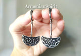 Semi circle earrings silver 925 women jewelry Oxidized black