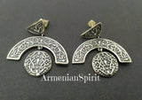 Earrings Sterling silver studs with Armenian ornament