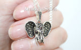 Elephant pendant necklace Silver 925 Marcasite Indian style Elephants