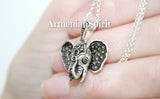 Elephant pendant necklace Silver 925 Marcasite Indian style Elephants