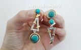 Ring Blue turquoise jewelry Sterling SILVER 925 gold plated details