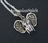 Elephant pendant necklace Silver 925 Marcasite Indian style Elephants