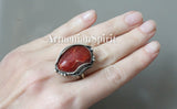 Real red coral Ring and earrings STERLING SILVER 925 gemstone Armenian jewelry