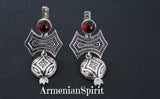Pomegranate earrings Sterling silver 925 red stone Armenian