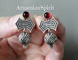 Pomegranate ring Sterling silver 925 Lightweight with red stone Armenian