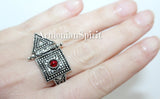 Ring adjustable Sterling silver 925 Lightweight with red stone