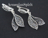 Leaf earrings Leaves 925 SILVER 925 marcasite
