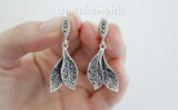 Leaf earrings Leaves 925 SILVER 925 marcasite