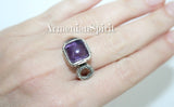 Purple amethyst earrings and ring SET Silver 925