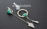 Silver 925 jewelry set Earrings different designs and ring Green malachite