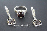 Earrings Silver 925 natural garnet Armenian jewelry set