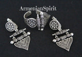 Jewelry set Earrings ring Sterling silver 925 Indian style inspired