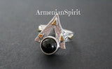 Earrings Sterling silver 925 gold plated Natural black onyx