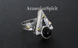 Earrings Sterling silver 925 gold plated Natural black onyx