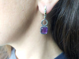 Purple amethyst earrings and ring SET Silver 925