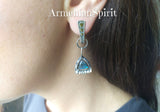 Labradorite earrings blue gem Silver 925 gold plated jewelry
