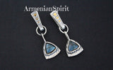 Set labradorite blue Silver 925 gold plated jewelry Earrings ring