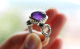 Purple amethyst earrings and ring SET Silver 925