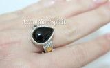 Natural black onyx Ring cabochon CHOOSE gemstone real gold plated SILVER 925