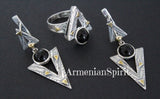 Earrings Sterling silver 925 gold plated Natural black onyx
