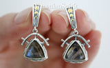 Set labradorite blue gem Silver gold plated jewelry Earrings and ring