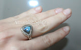 Set labradorite blue gem Silver gold plated jewelry Earrings and ring