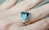 Set labradorite blue Silver 925 gold plated jewelry Earrings ring