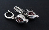 Pomegranate Earrings Armenian symbol STERLING SILVER 925 zircon