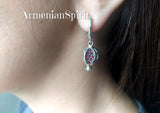 Pomegranate Earrings Armenian symbol STERLING SILVER 925 zircon