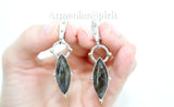Labradorite long earrings and ring sterling silver 925