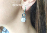 Moon stone gemstone dangle earrings and ring SET Silver 925