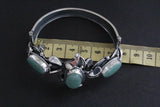 Silver 925 bracelet gemstone green jade Filigree jewelry handmade