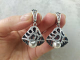 Jewelry set 925 Silver ring earrings pendant lab pearl white
