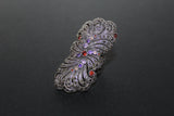 Feather earrings and ring SILVER 925 Very long earrings multistone