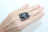Navy blue Black Silver Ring 925 Sterling Armenian handmade jewelry