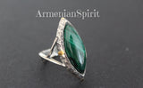 Malachite natural earrings and ring Silver 925 beautiful jewels gold plated
