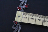 Necklace marcasite Sterling silver 925 red stones delicate CHOOSE LENGTH