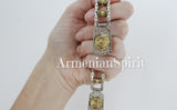 Rosary prayer heavy Sterling silver 925 gilded details  lion and star