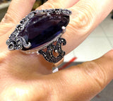 EARRINGS Very long  jewelry Marcasite  Purple SILVER 925