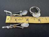 Moon stone jewelry Set earrings and ring SILVER 925 gold plated